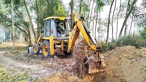 JCB vs Big TREE Root || Powerfull Jcb Pulling Up a Tree Root || Jcb 3dx || Jcb Video