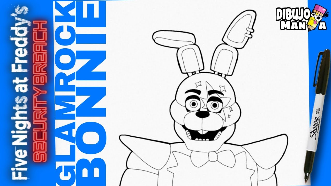 How to draw Glamrock Bonnie (FNaF: Security Breach) 