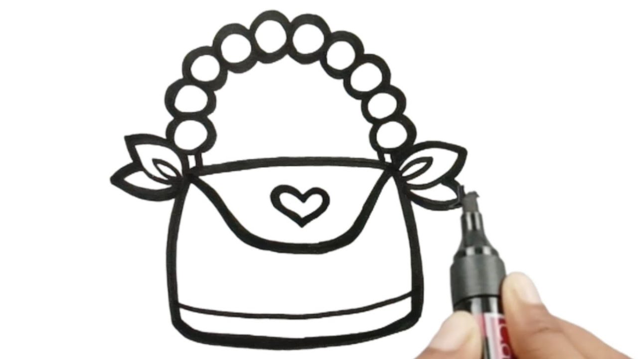 How to draw a beautiful Handbag / Easy Hand Bag Drawing and Colouring for kids YouTube