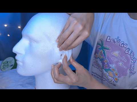 ASMR Brain Melting Ear Massage for Deep Sleep 😴 SR3D dummy head, oil, gel, lotion etc. / 耳マッサージ