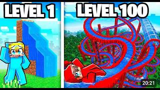 Level 1 vs Level 100 WATERPARK  (Minecraft)