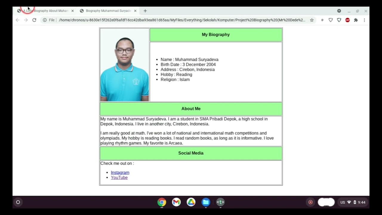 How to Make a Simple Biography Using HTML - YouTube