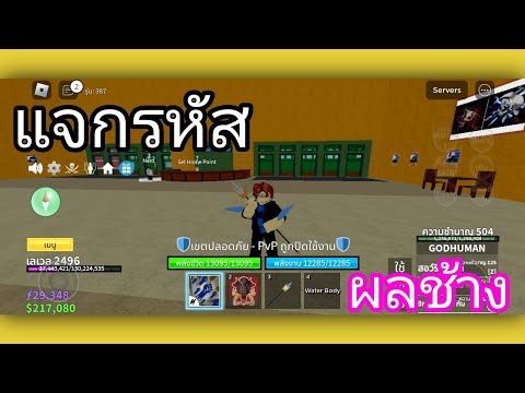 Blox Fruits:แจกรหัส Roblox มีผลช้างหมัดก๊อตฮูเมนดาบสไปกี้ไทเดน