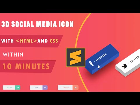 3D Social Media Button With Hover Effect Using  HTML & CSS || Source Code in Description.