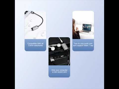 Vention placa de som externa usb para 3 5mm, adaptador de áudio, microfone, fone de ouvido, para mac