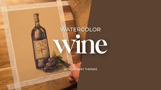 Watercolor Wine Bottle & Grapes Still Life Painting Demonstration | Realistic Glass and Shadows