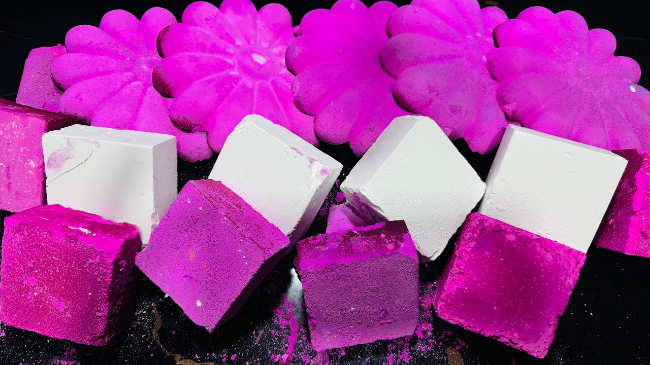 Pink Dyed Flower Shape Chalk ASMR Crush | Oddly Satisfying ASMR