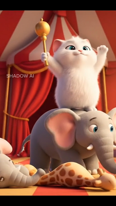 SIRKUS HEWAN DIMULAI! KUCING PUTIH JADI PEMIMPIN ATRAKSI 🎪🐘🦒 #sirkus #hewan #cat