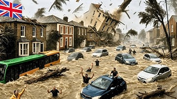 CHAOS in het VK vandaag! Overstromingen zetten huizen en wegen in heel Engeland en Wales onder wa...