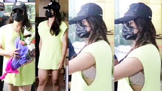 Rashmika Mandanna Showing Off Her Bra In Mini Top As She Snapped At Airport