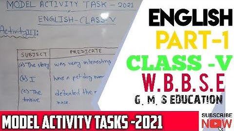 Class V English Model Activity Tasks 2021 Answer | Part 1 | @WBBSE | West Bengal Board