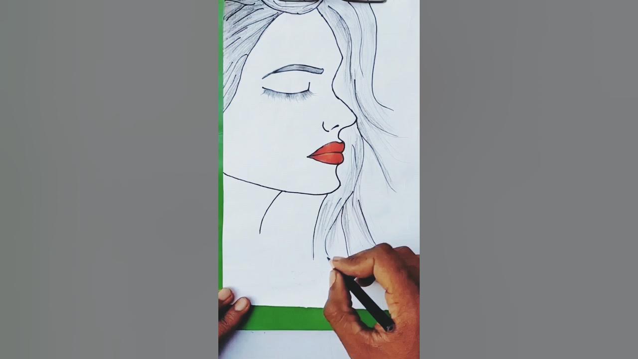 how to draw a woman's side face ladki ka sketch kaise banaye 