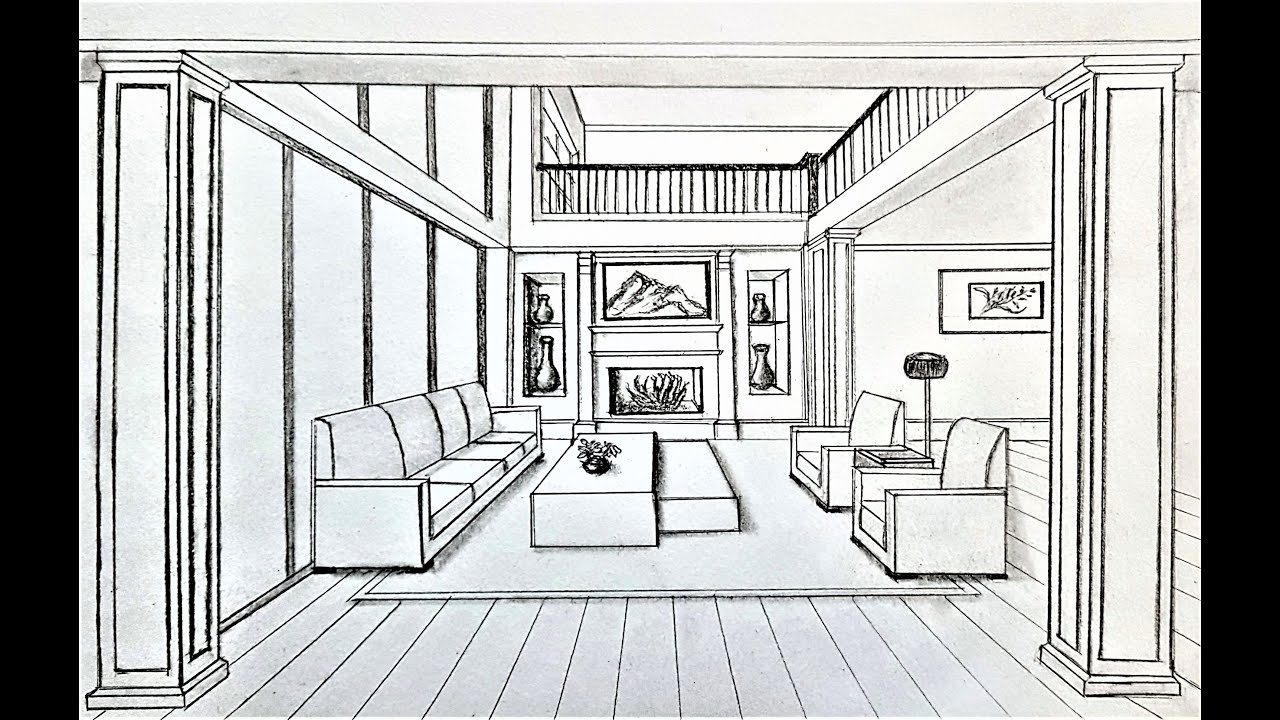 Living Room In One Point Perspective