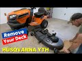 How to remove mower deck off a Husqvarna YTH lawn mower  (EASY)
