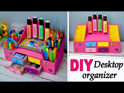 DESKTOP ORGANIZER DIY expandable of CARDSTOCK PAPER 👉 Back to school