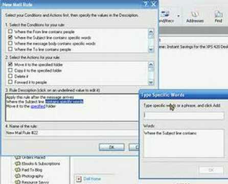 Creating Message Rules for Outlook Express Emails