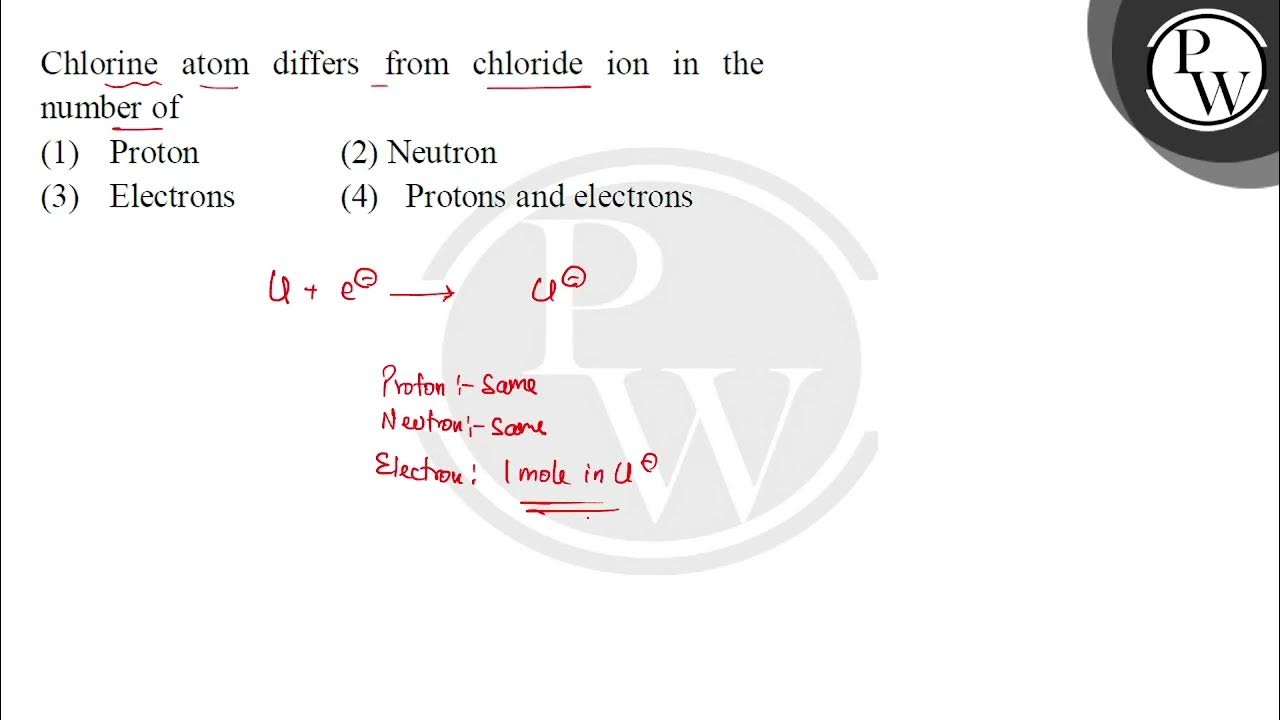Chlorine atom differs from chloride ion in the number of (1) Proton