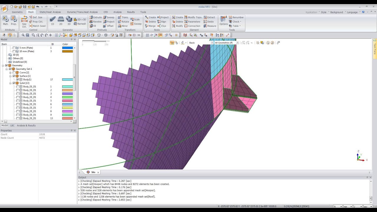 Stability check a Silo structure using finite element analysis (FEA) in midas NFX