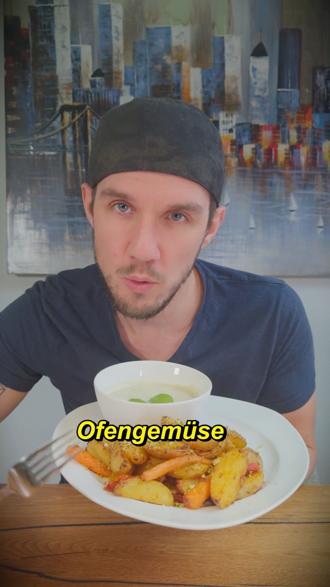 Einfach &amp; gesund: Ofengemüse mit proteinreicher Basilikum-Creme #vegan# ...