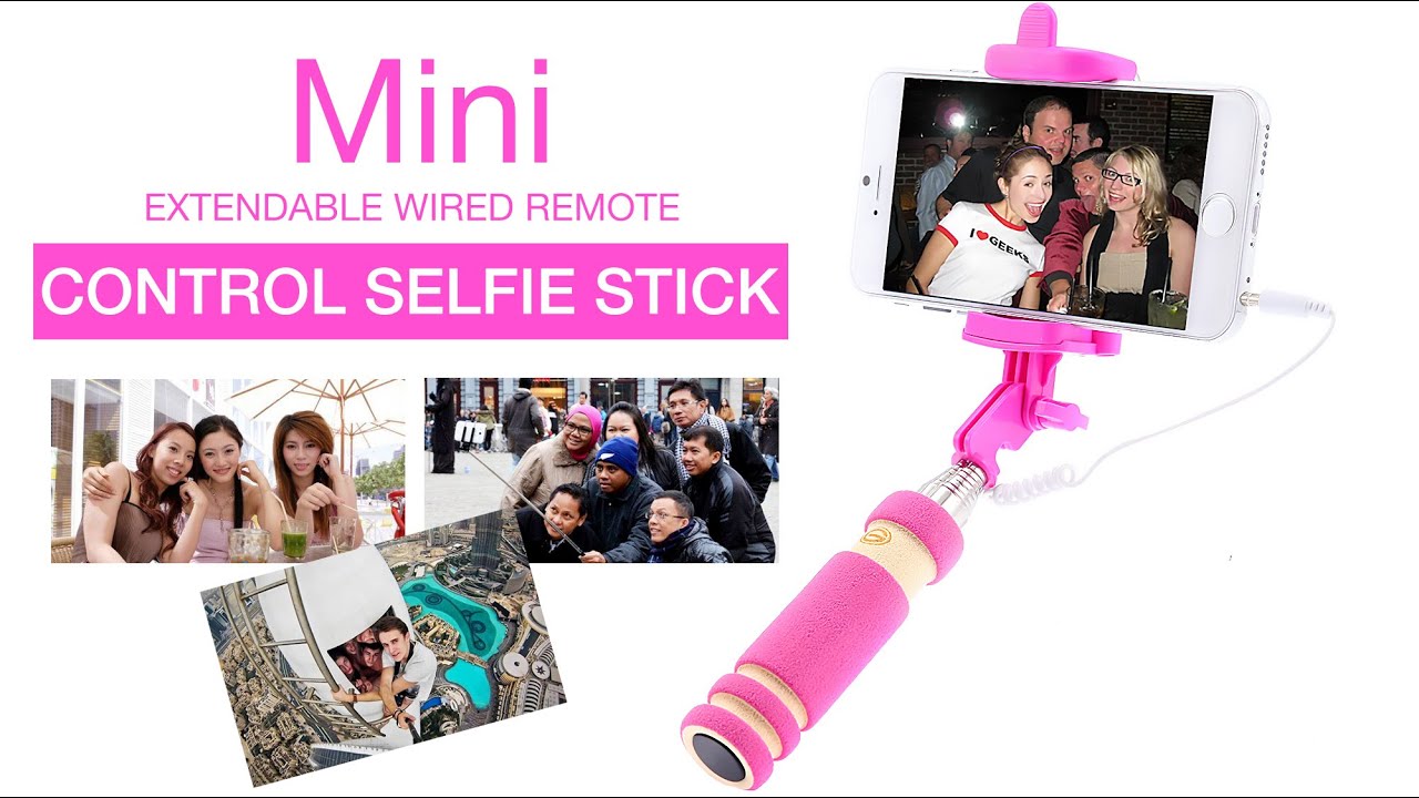 Mini extendable selfie stick Wired remote Control with button monopod ...