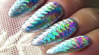 Mermaid HOLOGRAPHIC FOIL Nails ( 3 D Effect )