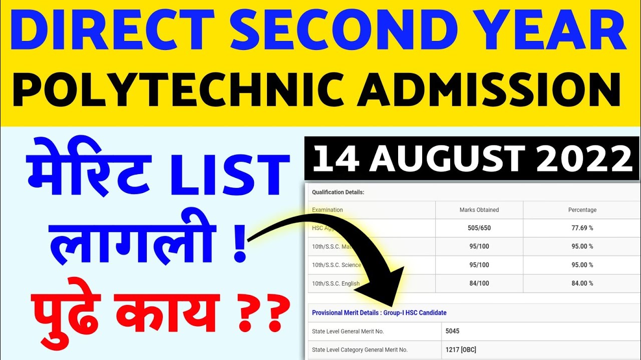 🟦 DIRECT SECOND YEAR POLYTECHNIC Provisional Merit List Declared 🔥 ...