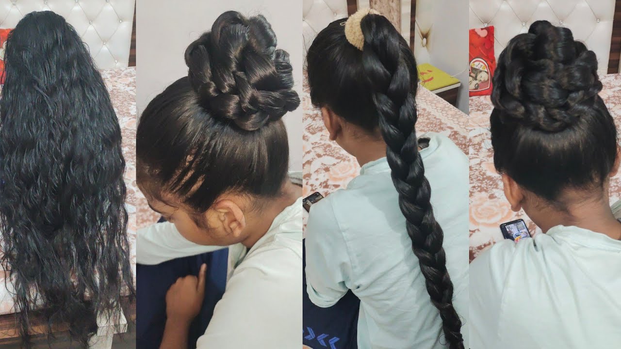 Long oily hair high braided bun/Jashan long hair boy/heavy oily braided bun