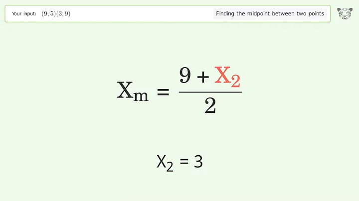Find the midpoint between two points p1 (9,5) and p2 (3,9): Step-by-Step Video Solution