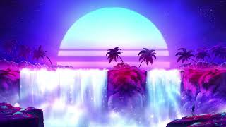 Synthwave Waterfall And Palm Live Wallpaper Hd