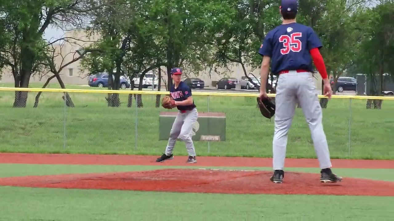 Jackie Evans, Short Stop, Throws to 1st Baseman Andrew Workman for the Out, Jack Wilson on the Mound