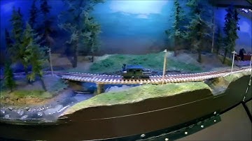 N Scale Climax Locomotive on a nice point to point layout at Amherst Train Show