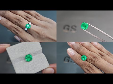 Emerald Intense Green asscher cut 2.78 carats, Columbia Video  № 1