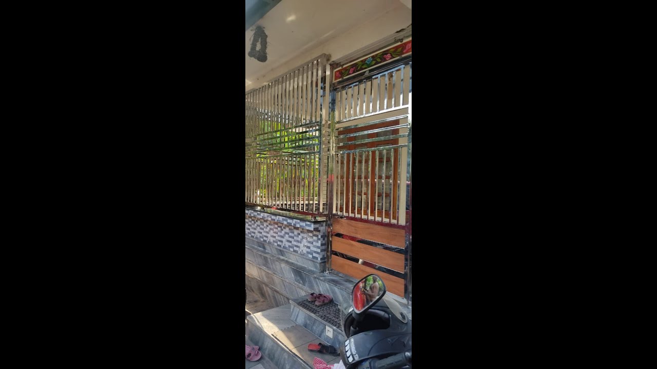 Friend steel grills design & charupadi bench door sitout railing/wood