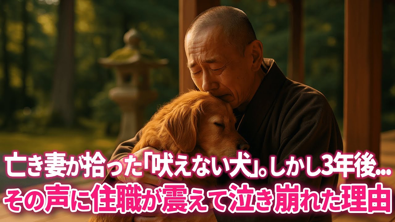 亡き妻が拾った吠えない犬。しかし3年後、その声に住職が震えて泣き崩れた理由とは…【感動する話】