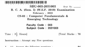 Bca 1st semester computer fundamental question paper Examination 2022 ।।