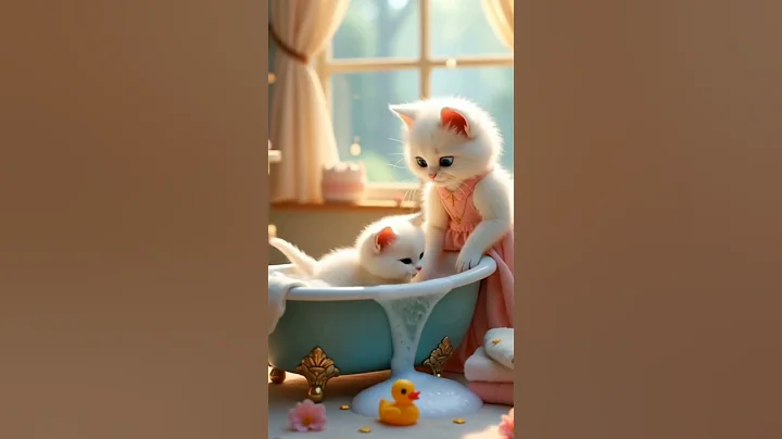 Video 10852361: cat kitten bathing, adorable cat bath, kitten family cat, cute cat family