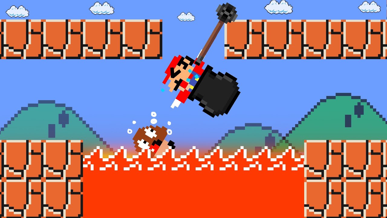 Mario plays getting over it level up game animation youtube
