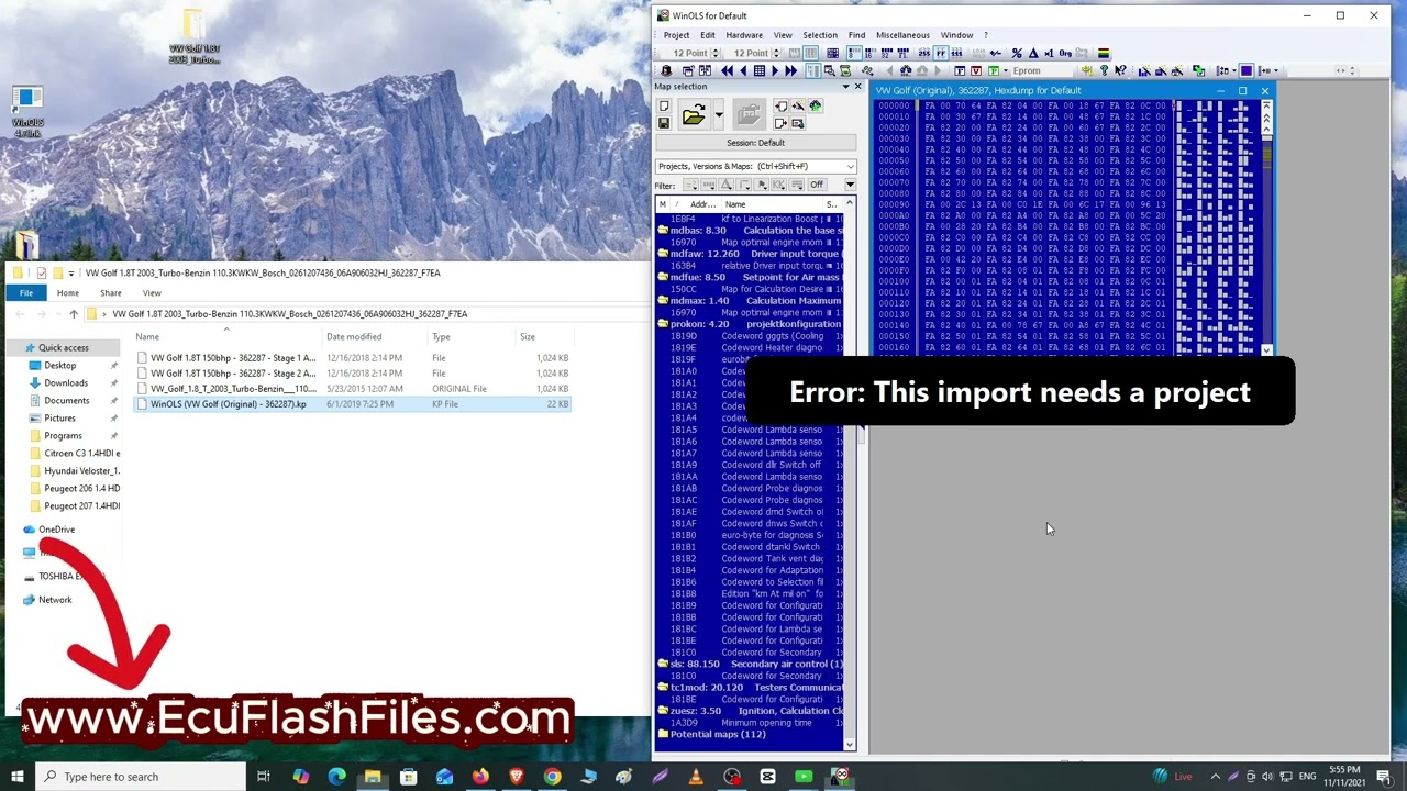 WinOLS Stage 1 Mappack | VW Golf 1.8T ME7.5 | EGR, SAI, O2 Off (EcuFlashFiles.com)