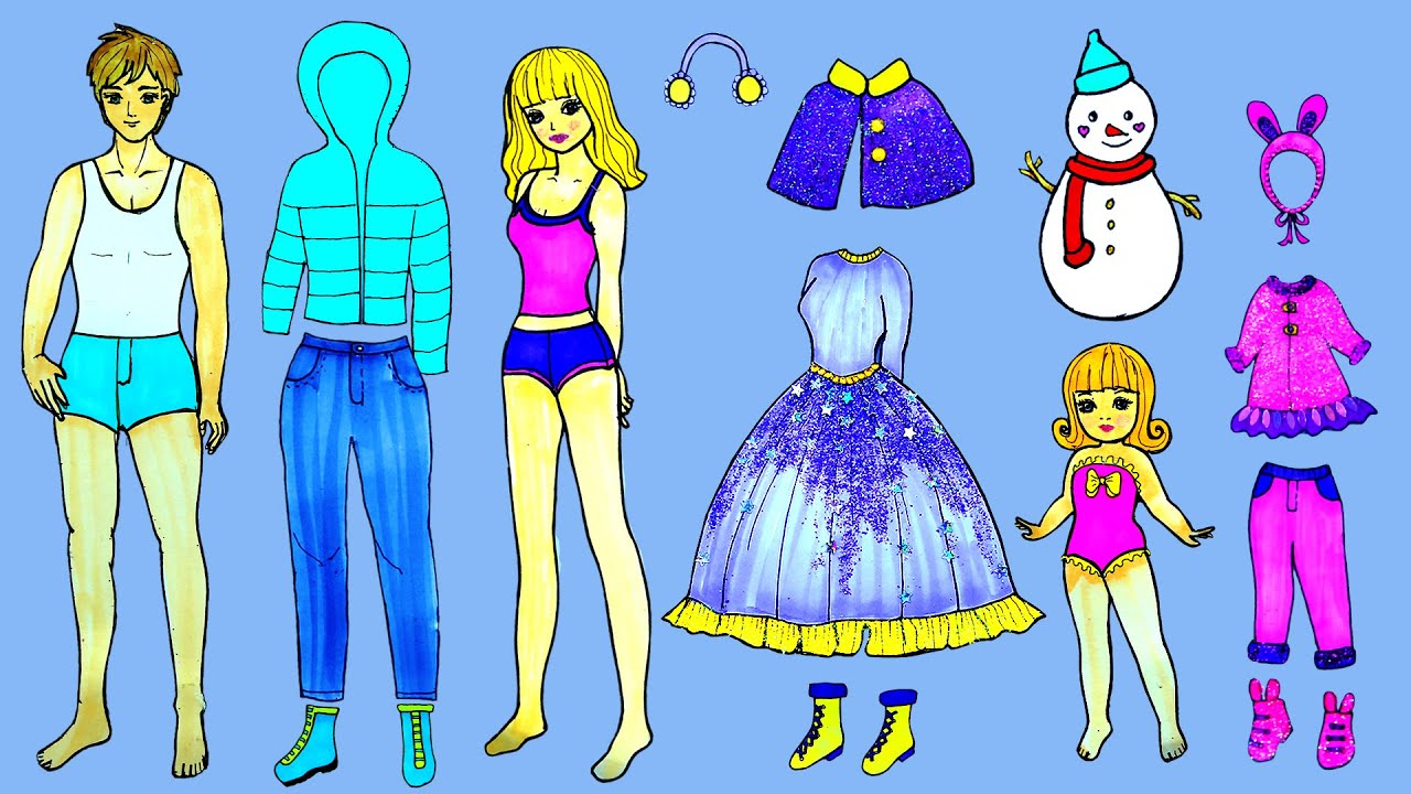 paper-dolls-family-dress-up-costumes-dresses-for-winter-accessories-papercrafts-youtube