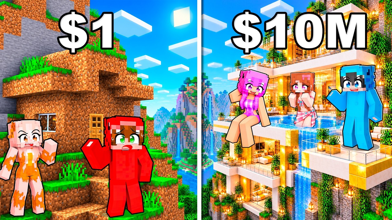 CASA SECRETA en la MONTAÑA POBRE vs MILLONARIA en Minecraft!