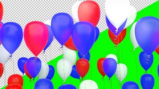 Футаж на зеленом фоне — Переход воздушные шары в цветах флага России