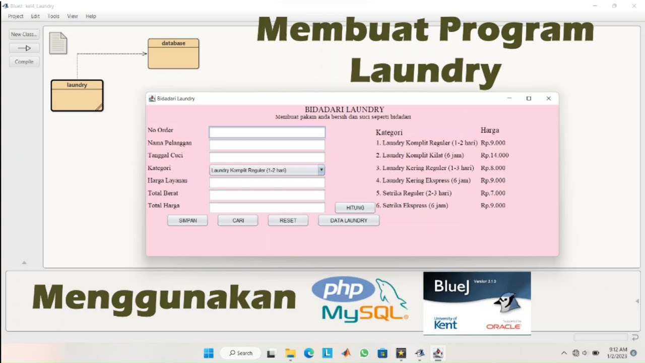 Membuat Program Sederhana Menggunakan Blue J dan Mysql "LAUNDRY ...