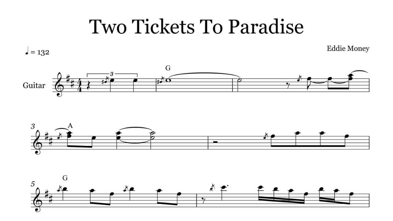 Jimmy Lyon "Two Tickets To Paradise" Guitar Solo Transcription