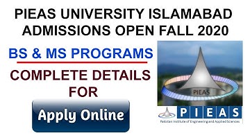 HOW TO APPLY, FOR PIEAS, FALL ADMISSIONS, 2020, BS, AND MS, PROGRAMS