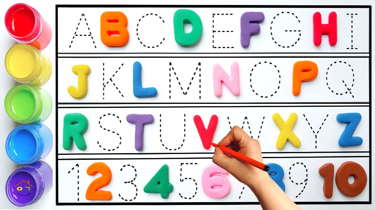 유아와 아이들을 위한 점선 따라 ABCD Alphabet과 123 숫자 따라 쓰고 영어로 읽어 보아요.