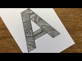 Alphabet a mandala art  how to draw letter a mandala art  mandala art for beginners  doodle art