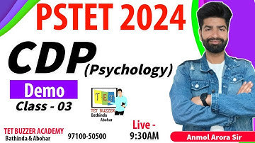 PSTET 2024 Preparation CDP - Psychology | Demo Class 03 | TET BUZZER