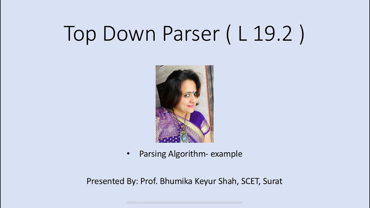Top Down Parser L 19 2 YouTube