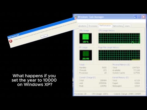 What happens if you set the year to 10000 on Windows XP?