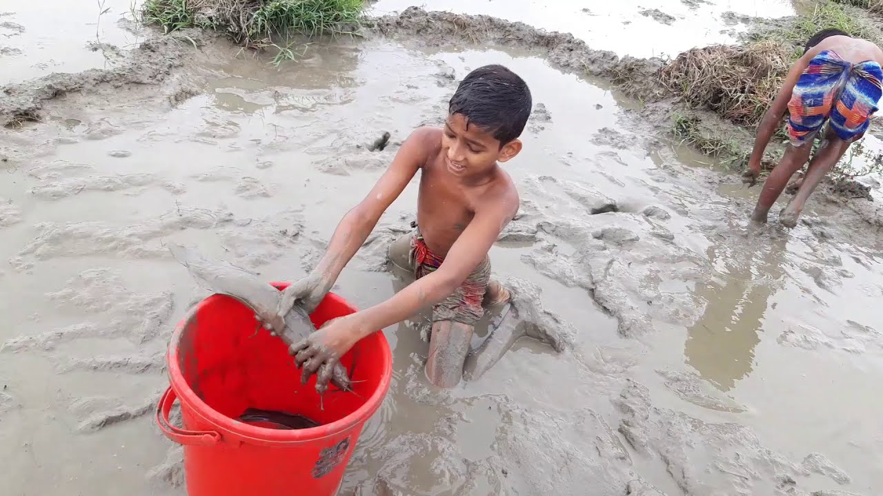 Hand Fishing | Amazing Boy Catching Giant Big Catfish by Hand | At The ...